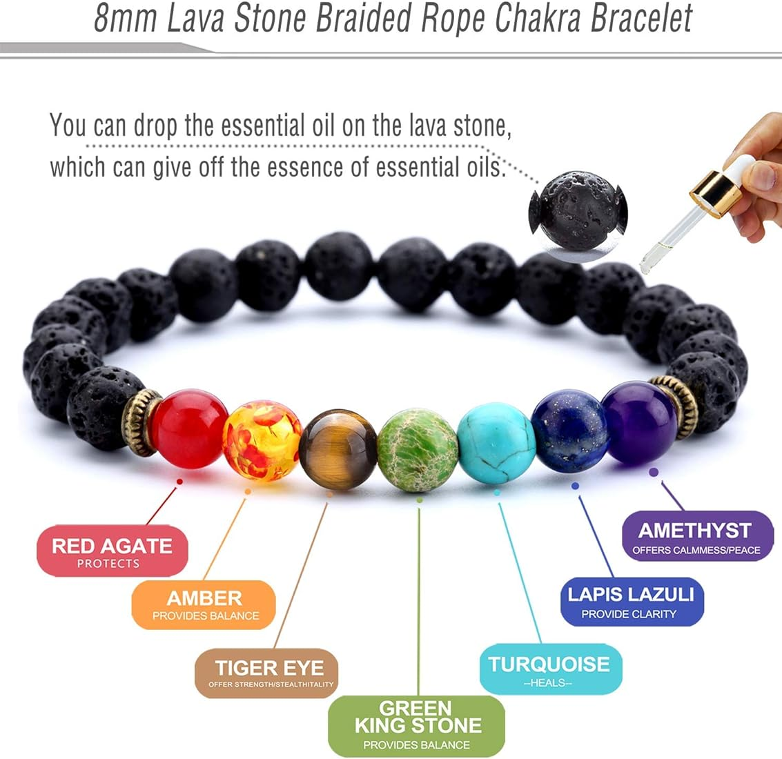 Seven Chakra Lava Stone Bracelet