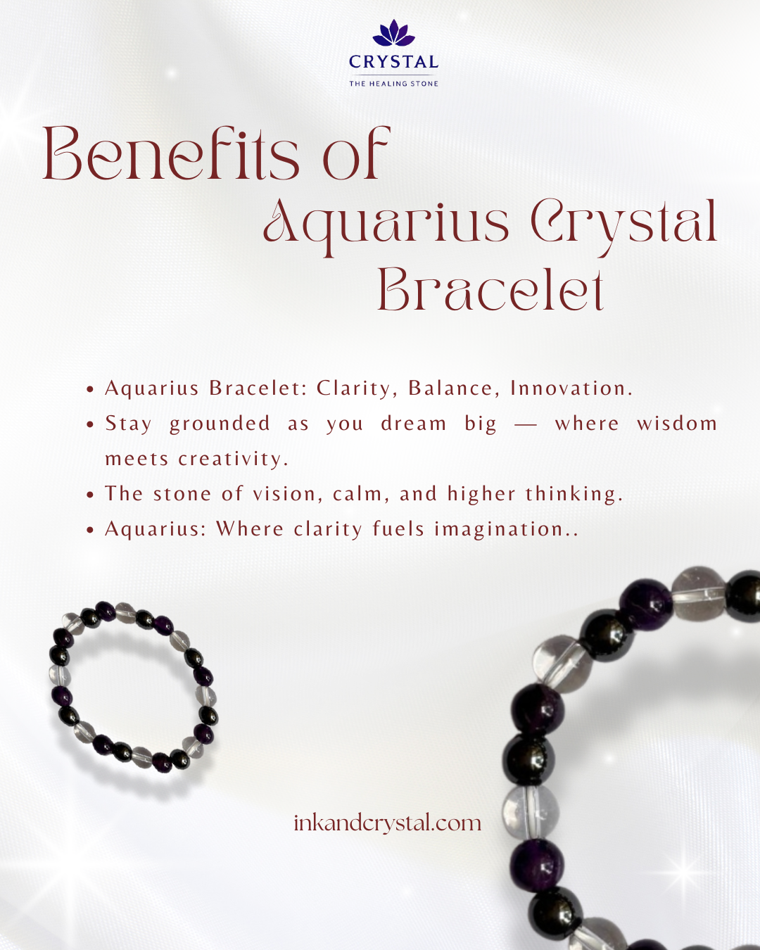 Aquarius Crystal Bracelet – Enhance Wisdom, Clarity & Grounded Energy