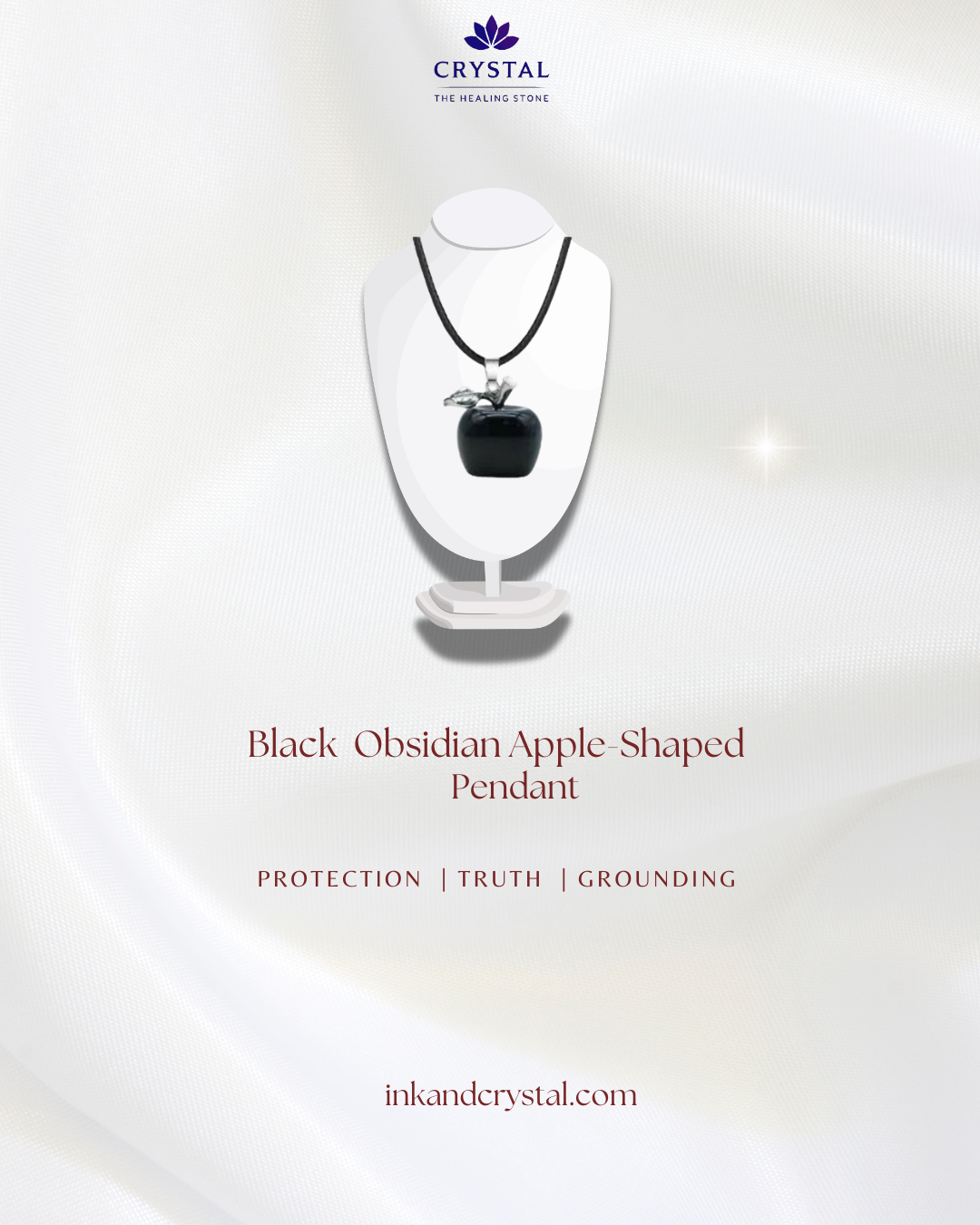 Black Obsidian Apple-Shaped Pendant