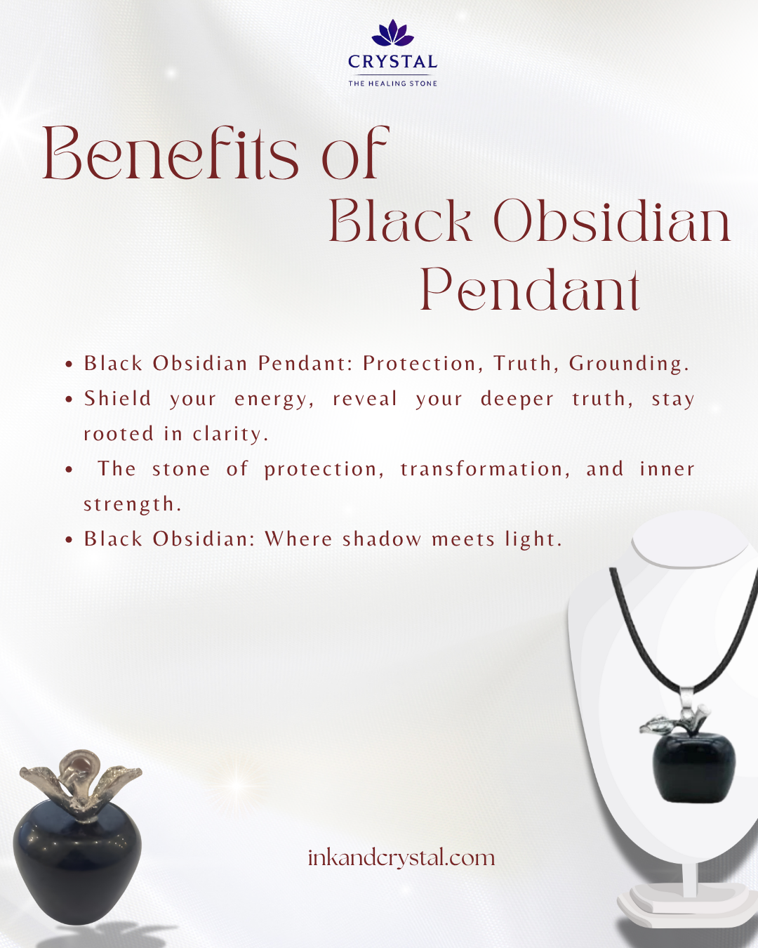 Black Obsidian Apple-Shaped Pendant