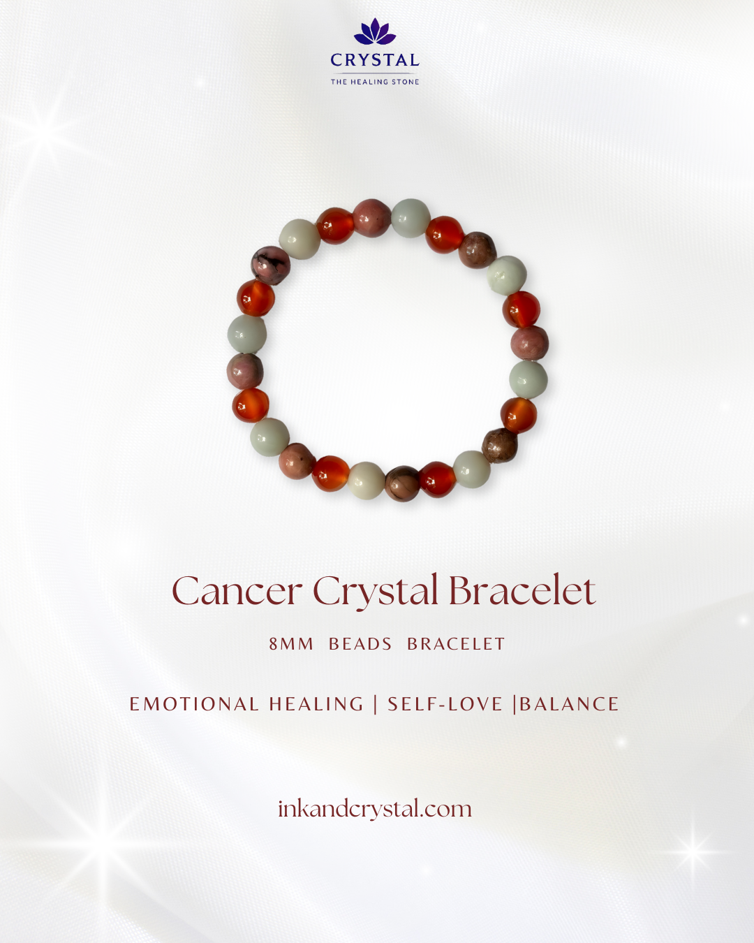 Cancer Crystal Bracelet – Nurture Your Emotions & Empower Your Heart