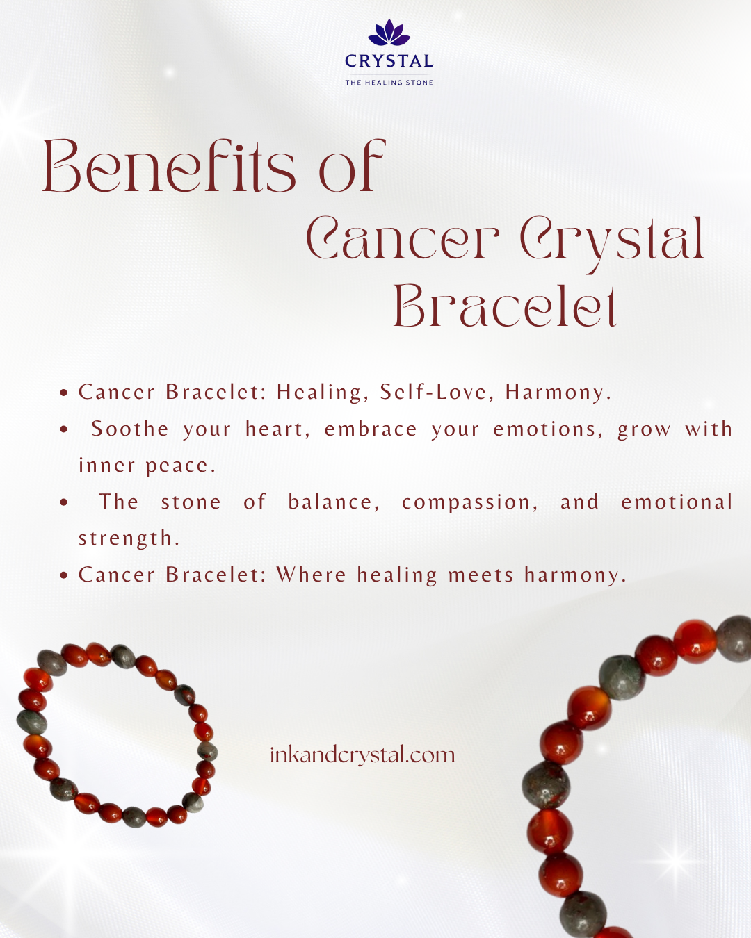 Cancer Crystal Bracelet – Nurture Your Emotions & Empower Your Heart