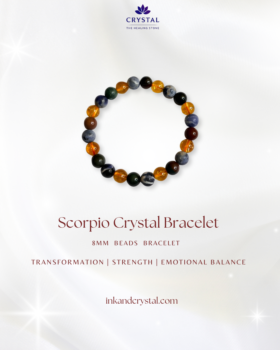 Scorpio Crystal Bracelet – Empower Passion, Transformation & Inner Strength