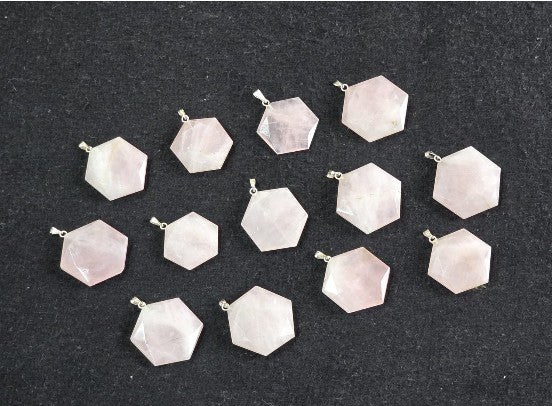 Rose Quartz Pendant – Hexagon