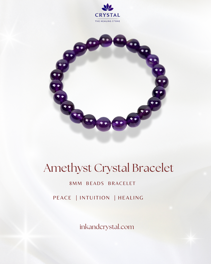 Natural amethyst bead bracelet, purple beads