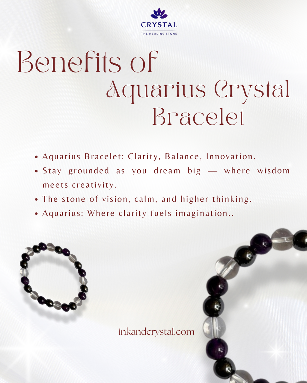 Aquarius Crystal Bracelet – Enhance Wisdom, Clarity & Grounded Energy