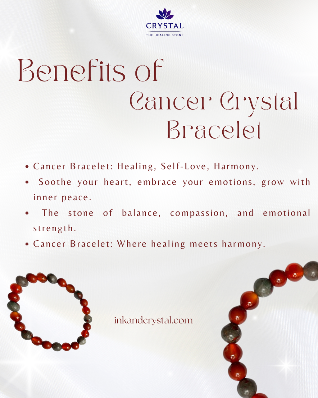 Cancer Crystal Bracelet – Nurture Your Emotions & Empower Your Heart