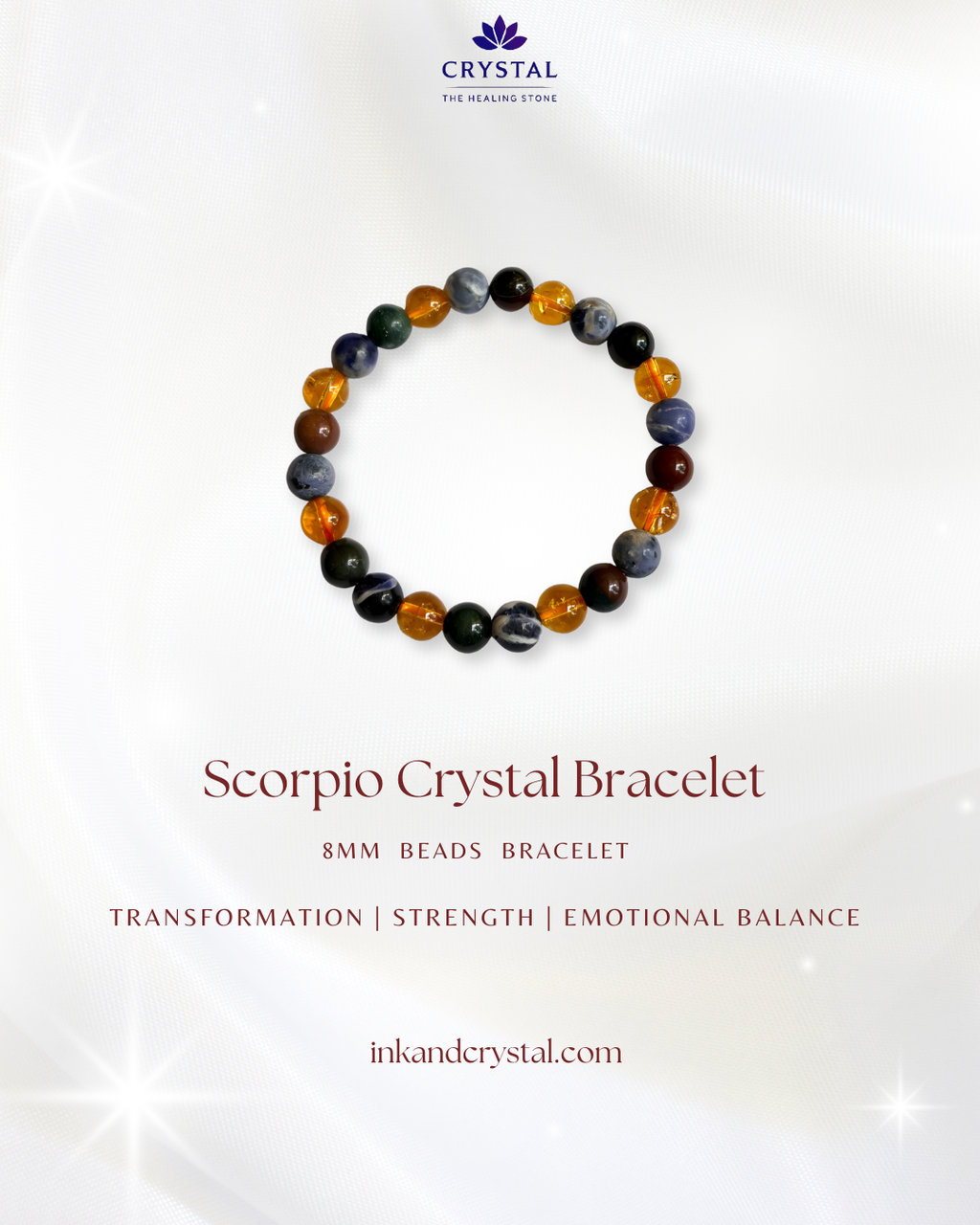 Scorpio Crystal Bracelet – Empower Passion, Transformation & Inner Strength